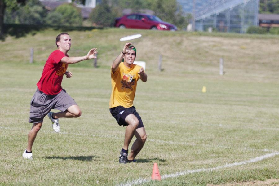 Teams made up of people from all different areas of Iowa compete in the Iowa Games Ultimate Frisbee tournament on Saturday, July 7, at the South East Athletic Fields east of Jake Trice Stadium. Iowa Games consists of many different sports, and the competitions take place in Ames each summer. 
