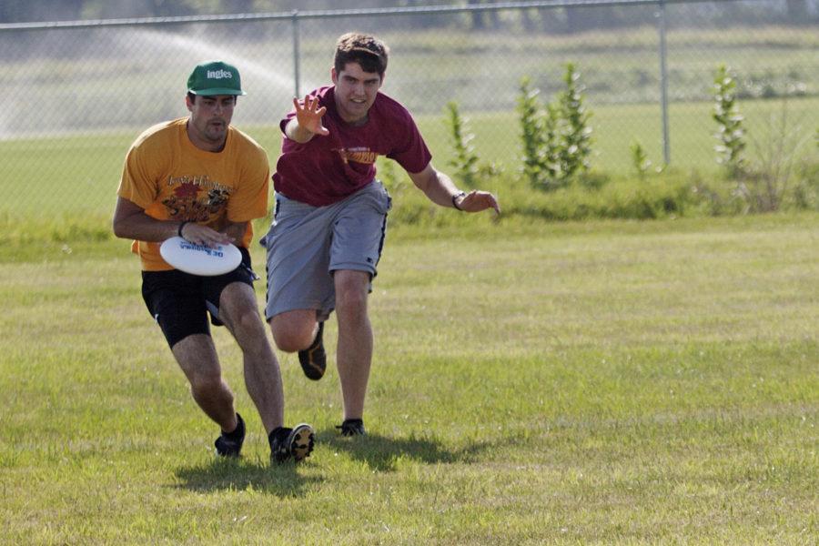 Team made up of people from all different areas of Iowa compete in the Iowa Games Ultimate Frisbee tournament on Saturday, July 7, at the South East Athletic Fields east of Jake Trice Stadium. Iowa Games consists of many different sports, and the competitions take place in Ames each summer.
