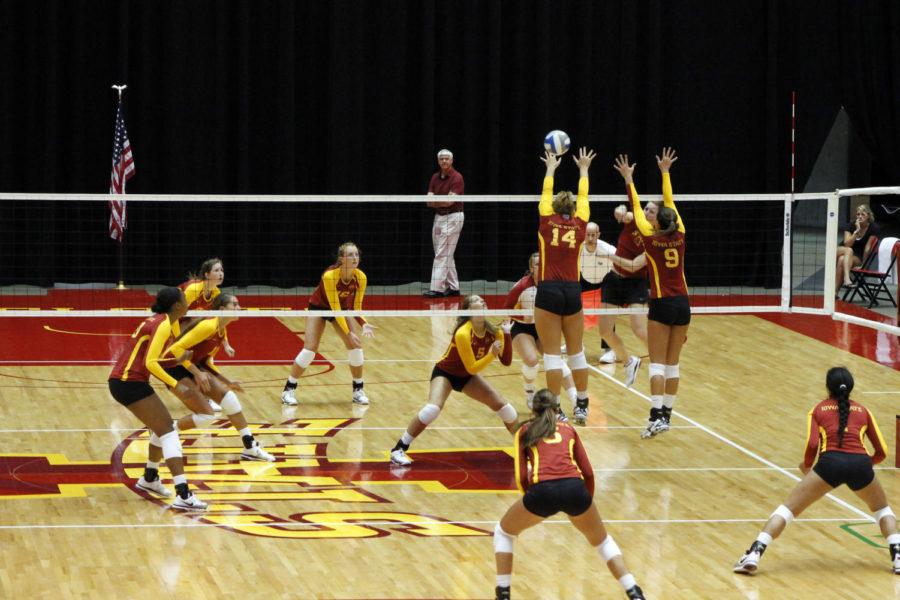 The ISU volleyball team had an intrasquad scrimmage Saturday, Aug. 18, at Hilton Coliseum. The Cardinal team won all four sets that were played. The Cyclones open the 2012 season against Cincinnati on Friday, Aug. 24, in Knoxville, Tenn.
