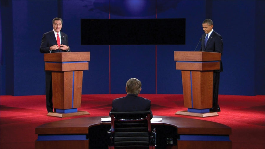 President Barack Obama and Republican challenger Mitt Romney face off in the first presidential debate, held in Denver, Colorado.

