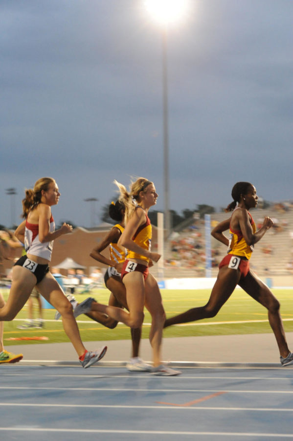 Dani Stack and Betsy Saina represented the Cyclones in the 10,000-meter run June 8 on the opening night of the 2011 NCAA Track and Field Championships. Stack and Saina led the pack for most of the race. The two Cyclones tag-teamed and pushed each other through the race. 