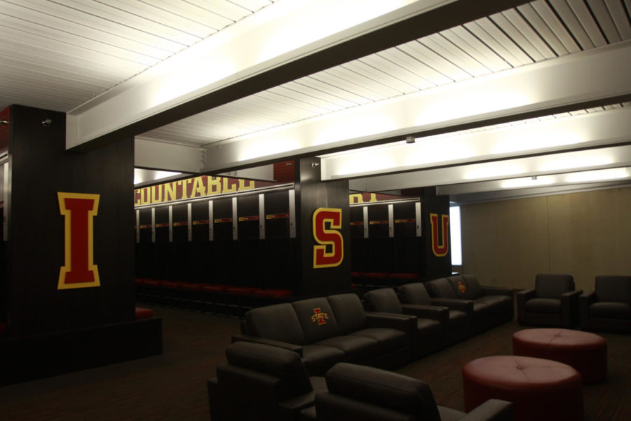A tour is open for the media on Monday of the new Bergstrom Football Facility which will open soon for the Iowa State Football team and features a new locker room.
