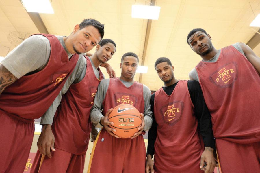 Chris Babb, left, Will Clyburn, Tyrus McGee, Korie Lucious, Anthony Booker bring a wide variety to the court for their senior year of play. Hoiberg said he hopes for Lucious and Clyburn to help the Cyclones fit Hoiberg’s NBA-style offense this season.
