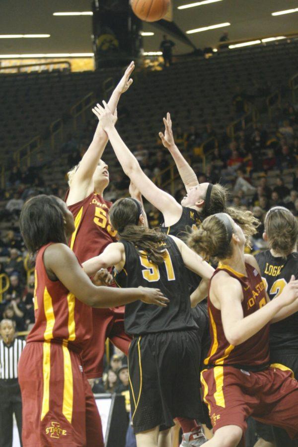 Senior+center+Anna+Prins+rises+up+for+the+shot+against+Iowa+on+Dec.+6%2C+2012%2C+at+Carver-Hawkeye+Arena.%C2%A0+The+Cyclones+lost+50-42.%0A