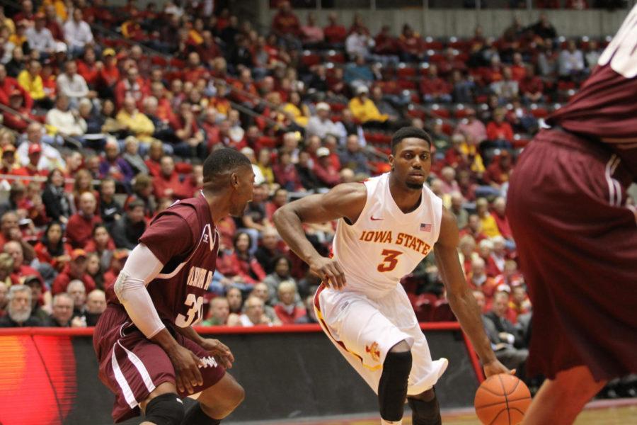 Melvin Ejim drives the lane against Alabama A&M on Nov. 12, 2012 at Hilton Coliseum. Ejim had 16 points and 10 rebounds in the win over Alabama A&M 98-40.
