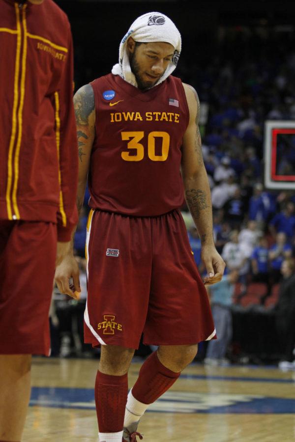 ISU forward Royce White walks off the court following Iowa States season-ending 87-71 loss to Kentucky. White said following the game his future with the team is still up in the air and he may decide to jump to the NBA.
