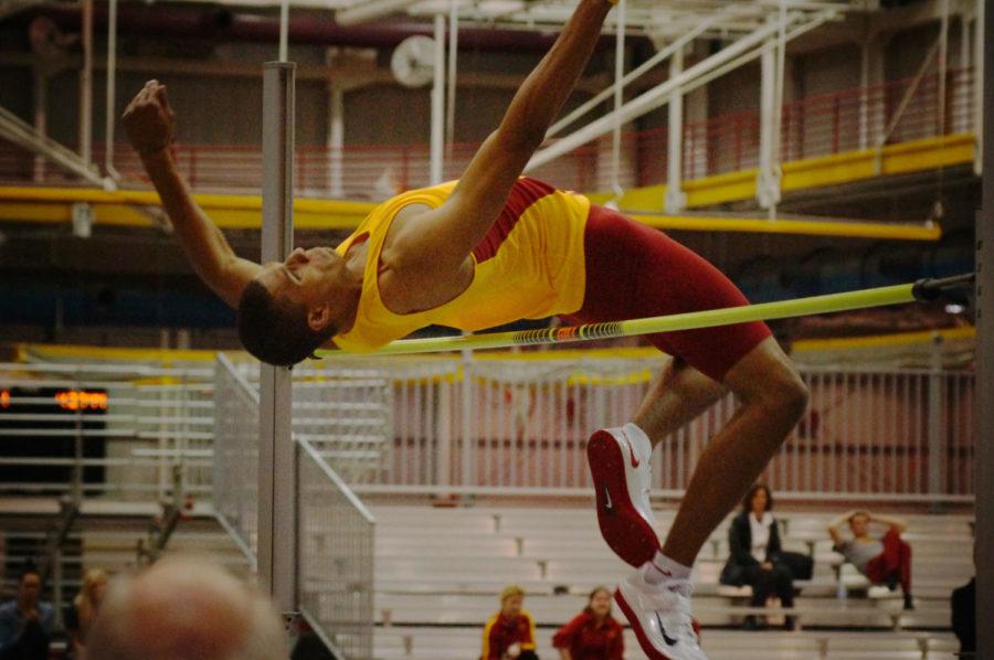Iowa State high jumper Troy Walls cleared 206 cm on Friday, Jan. 25 at Lied Recreational Athletic Center during the Bill Bergan Invitational.
