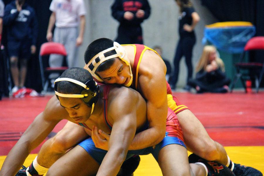 Michael Moreno claims the 165-pound title at the 2012 Harold Nichols Cyclone Open on Saturday, Nov. 10, at Hilton Coliseum.
