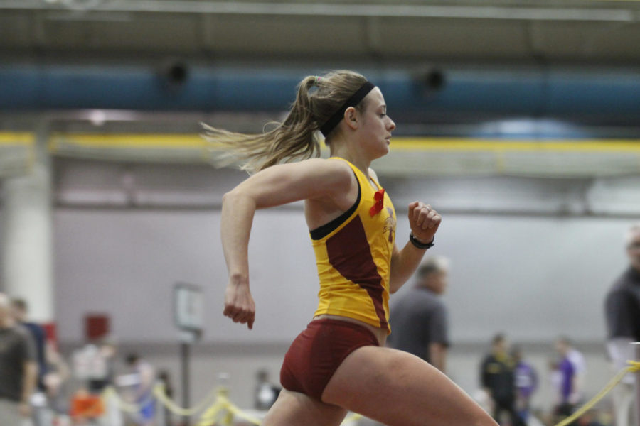Dani Stack, senior in dietetics, finished third with a time of 4:49.30 in the womens one mile run on Saturday at the ISU Open.
