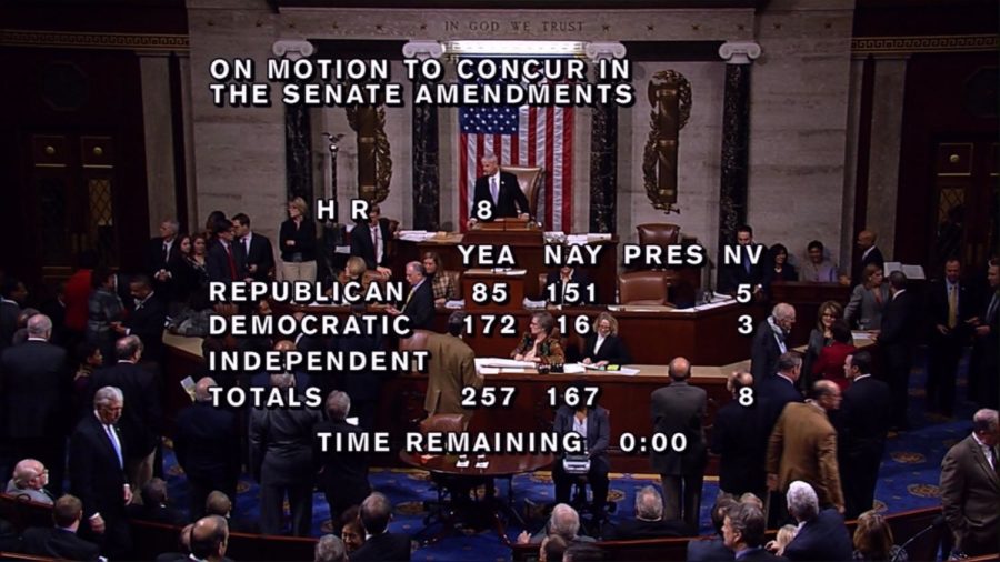 After exhaustive negotiations that strained the countrys patience, the House has approved a Senate bill to thwart a dreaded fiscal cliff. The 257-167 vote Tuesday night largely fell along partisan lines: 172 Democrats voted yes and 16 Democrats voted no; 85 Republicans voted yes and 151 Republicans voted no.
