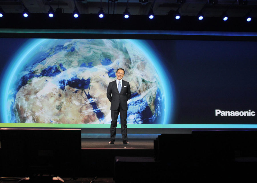 Panasonics Mr. Kazuhiro Tsuga delivers the opening keynote at the 2013 International CES. Photo courtesy of Consumer Electronics Association. 
