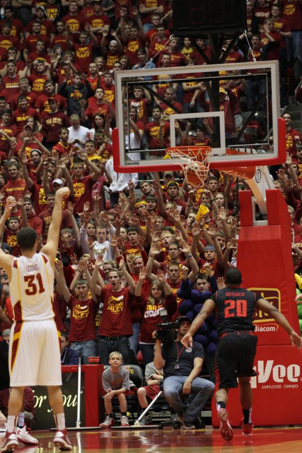 Cyclone+alley+cheers+on+Georges+Niang+while+he+scores+a+free+throw+during+the+second+half.+The+Cyclones+defeated+the+Texas+Tech+Red+Raiders+86-66+on+Feb.+23+at+Hilton+Coliseum.%0A