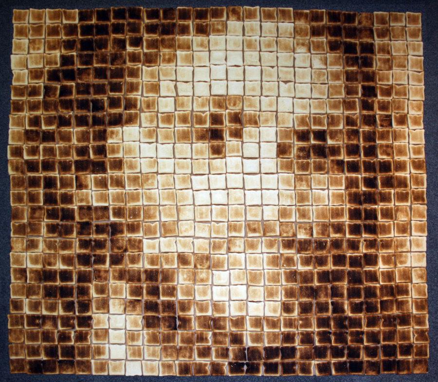 Artist+Andrew+Magee+used+625+pieces+of+toast+to+create+a+portrait+of+Jesus.+His+work+will+be+showcased+until+Feb.+7+at+the+Christian+Petersen+Museum+in+Morrill+Hall.%0A