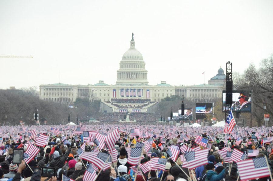 Thousands flooded the National Mall in Washington, D.C., American flags waving in hand, as they watched President Obama swear into his second term during the 57th Presidential Inauguration.
