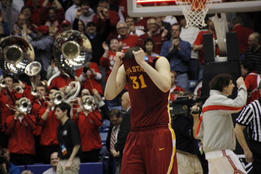 ISU+freshman+Georges+Niang+reacts+to+time+running+out+in+the+game+against+Ohio+State+in+the+third+round+of+the+NCAA+tournament+on+Sunday%2C+March+24%2C+2013%2C+at+the+University+of+Dayton+Arena.+Niangs+block+attempt+against+the+last+second+shot+by+Aaron+Craft+of+Ohio+State+was+unsuccessful+giving+a+78-75+victory+to+the+Buckeyes.%0A