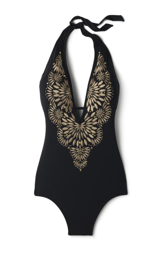 One piece swimsuits are a huge trend this spring. Choose a dark or matte style for an instant slimming effect.

