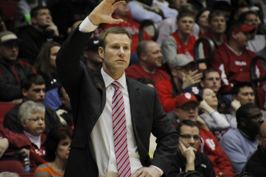 ISU coach Fred Hoiberg calls a play from the bench against Ohio State in the third-round game of the NCAA tournament on March 24, 2013, at the University of Dayton Arena. The Cyclones lost in the last second 78-75, unable to pull the upset.
