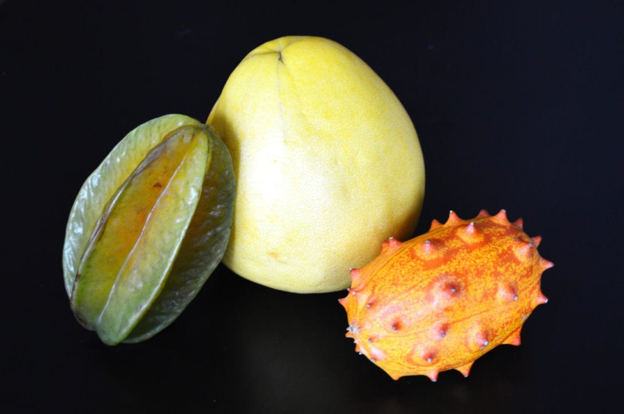 Star fruits, pummelos and the kiwano melon are worth a try. Find them at Hy-Vee. 
