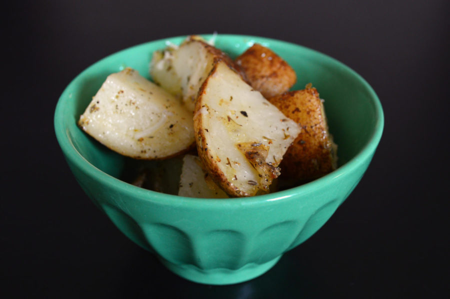 One way to cook potatoes is by roasting them.
