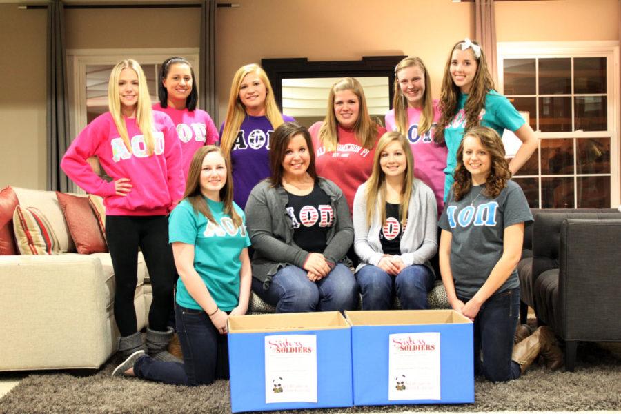 Alpha Omicron Pi will be hosting the philanthropy Sisters for Soldiers on March 1. They will be collecting donations for food and supplies from businesses to make care packages to send to the military men and women overseas.
