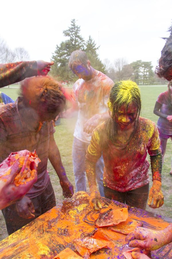 The Indian Student Association celebrated Holi on Sunday, April 14, 2013, on Central Campus. Holi is known as the festival of colors, where participants throw colored dyes and water at each other.
