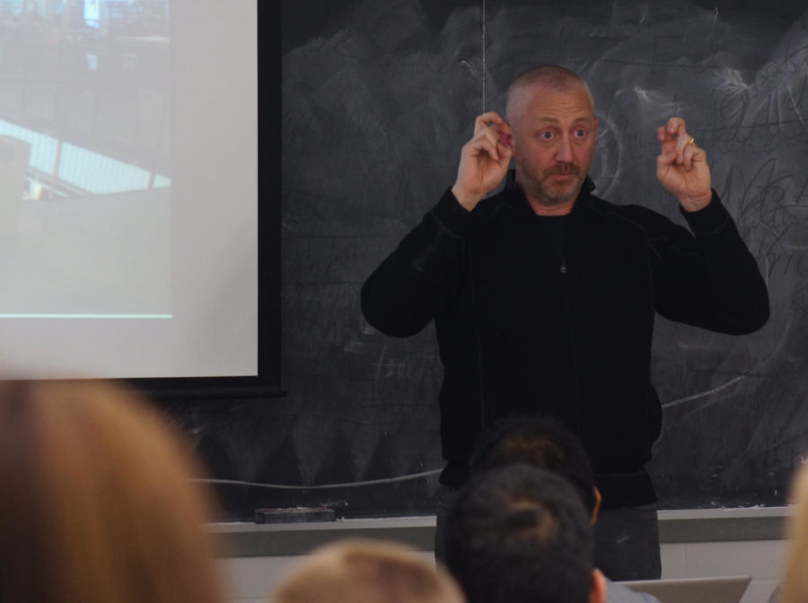 Rob Whitehead teaches an architecture module in Gilman on March 3, 2013. Whitehead won a 2012-2013 Creative Achievement Award for his hands-on teaching style in structural design.
