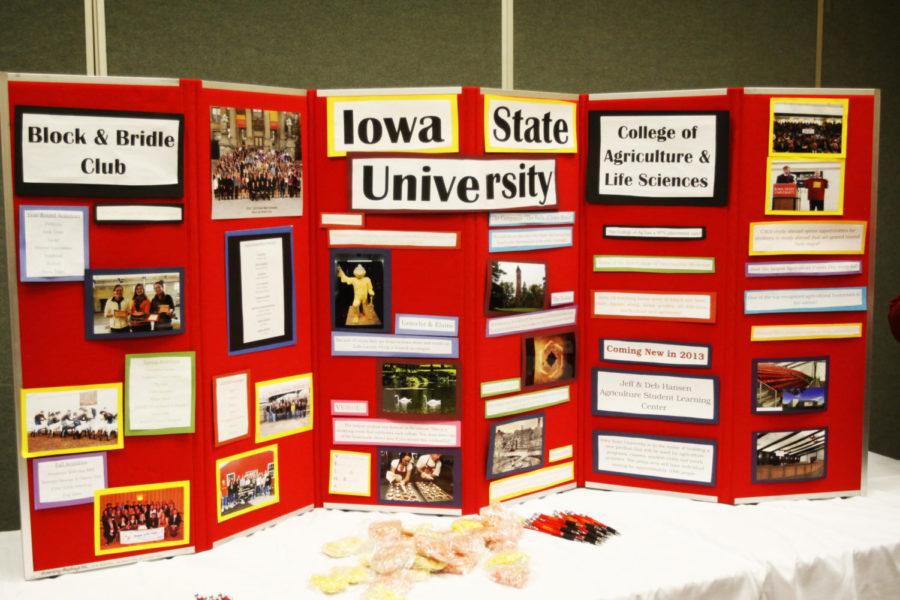 The ISU Block and Bridle Clubs display for the Pride of Schools Fair at the 93rd National Block and Bridle Convention on April 4, 2013.
