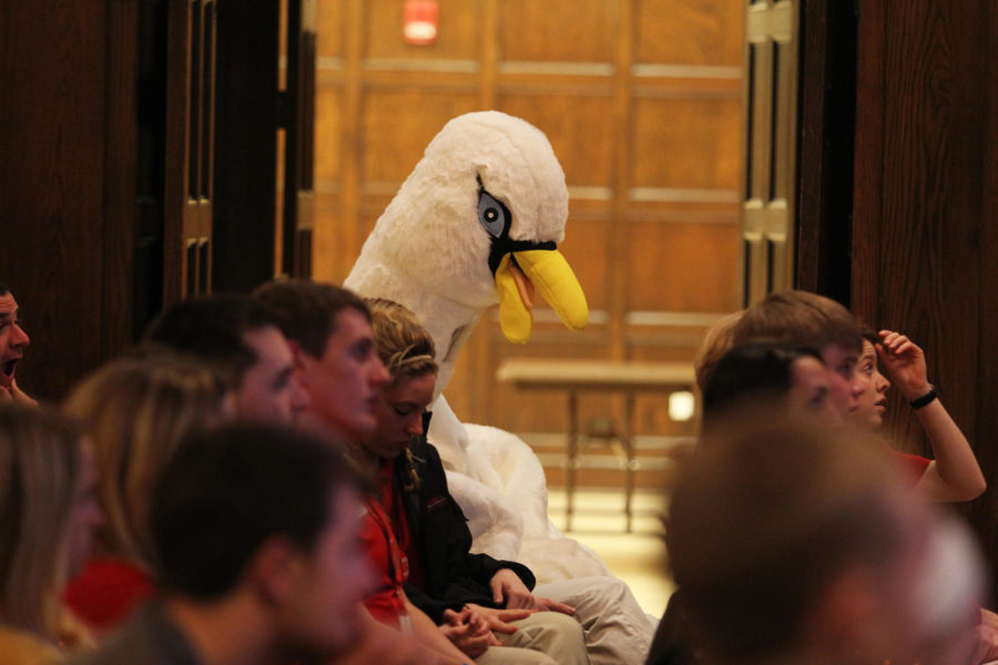 Veishea mascot Swanson was in attendance at the 2013 Veishea Opening Ceremony and Awards on April 16, 2013 in the Great Hall of the Memorial Union.
