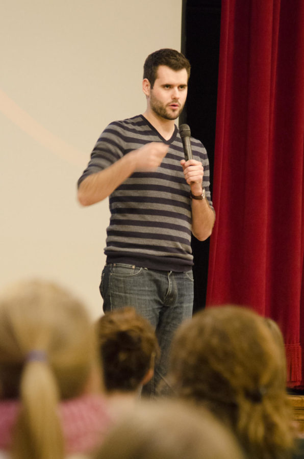 Zach Wahls, a student at the University of Iowa and LGBT activist, speaks about his family and same-sex marriage on April 2, 2013, in the Great Hall of the Memorial Union. Wahls gained media attention when he testified to the Iowa House Judiciary Committee in January 2011.
