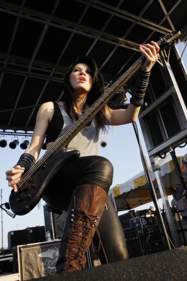 Emma Anzai of Sick Puppies performs during Lazerfest 2013 at the Central Iowa Expo on May 10, 2013.
