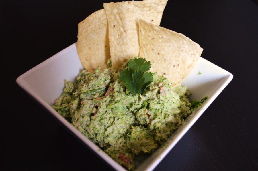 Cut calories from traditional guacamole by using broccoli as the base. 
