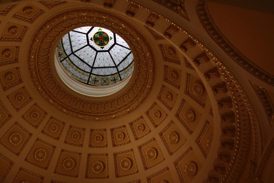 The gold leaf at the top of the Beardshear Hall dome is a generous donation from the Maddens.