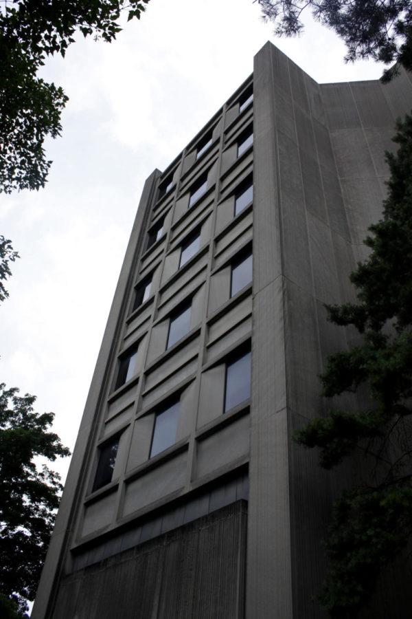 Standing at six stories high, Ross Hall is one of the tallest buildings on campus. The structure was originally supposed to be seven stories and include a lecture hall wing on the south side of the building.