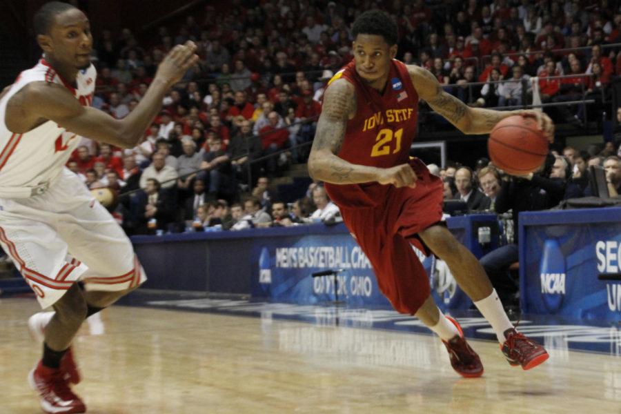 ISU redshirt senior Will Clyburn brings the ball inside the arc against Ohio State in the third-round game of the NCAA tournament on March 24, 2013, at the University of Dayton Arena. Clyburn ended his Cyclone career with 17 points in the 75-78 loss.
