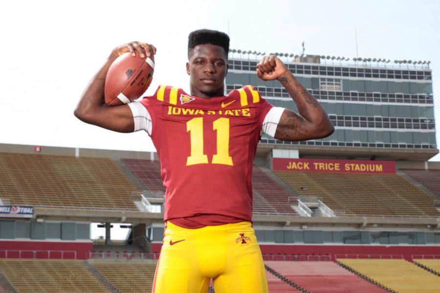 ISU+redshirt+freshman+defensive+back+Charlie+Rogers+at+the+teams+media+day+in+early+August+2013.+Rogers+will+be+the+Cyclones+starting+left+cornerback+during+the+2013+season.%C2%A0