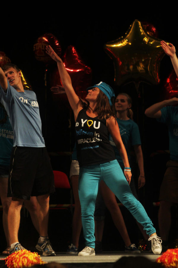 
Dance Marathon kicks off Destination Iowa State on Aug. 22, at Hilton Coliseum.  The philanthropy performed its morale dance in front of a crowd of more than 5,000 new students.
