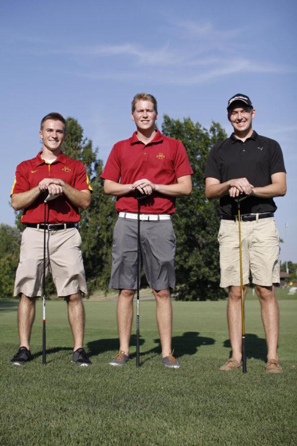 From left to right: Chase Russell, Adam Moline and Brant Mosley of the Iowa State Golf Club. These men will be three out of the eight players that will begin competing in the National Collegiate Club Golf Association for ISU.