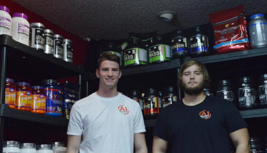 Owners of A.I. Supplements Brandon Amerine, left, and Ian Naber opened in their business in Campustown in late July. The store provides nutritional supplements to students.