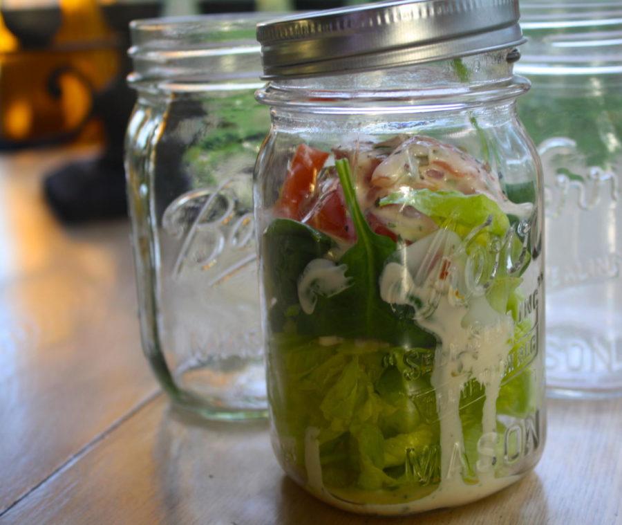 A recent innovation is storing and eating fresh salads in canning jars. This could be a convenient alternative for making salads in advance. The lettuce is the last layer to go in to ensure the salad does not get soggy before eating.