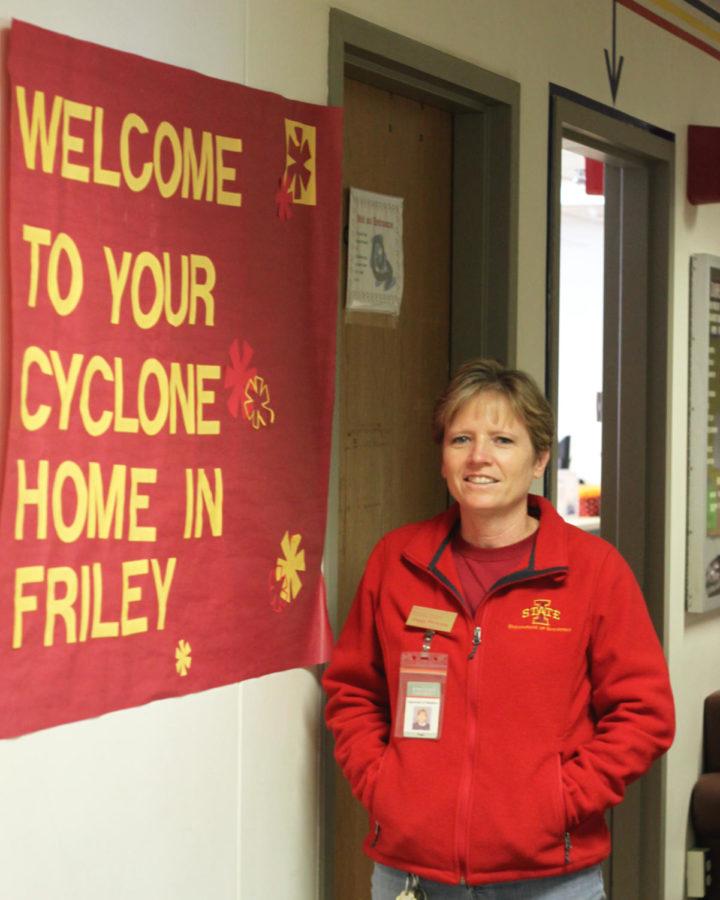 Peggy Pfrimmer started working for the university more than 25 years ago. She is now the supervisor of custodial services and her office is located in Helser Hall.