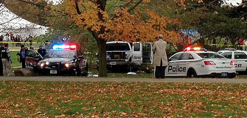 Crime scene form the end of the police chase on Nov. 4. Witnesses reported hearing shots fired at the end of the chase which ended on Central Campus.