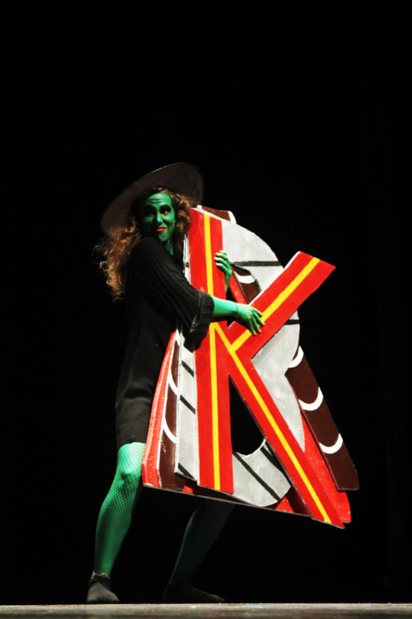 The Wicked Witch of the West clutches her stolen Greek letters during the lip sync competition finals on Friday, April 5, 2013, in Stephens Auditorium.
