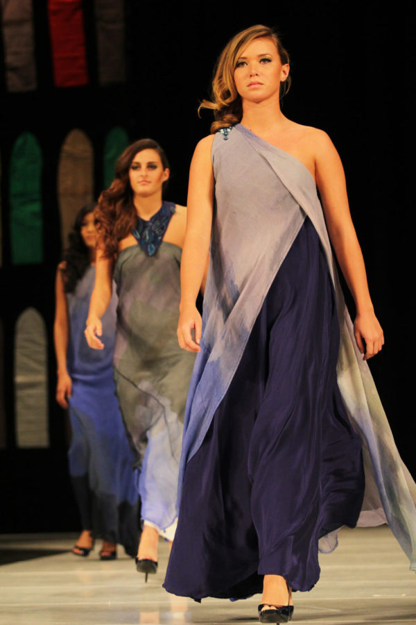 Fashion pieces from student designers are modeled on the runway at Iowa States Fashion Show on Saturday, April 13, 2013, in Stephens Auditorium.
