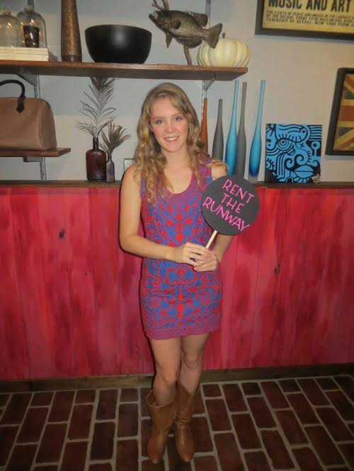 Sarah Curran, junior in philosophy, wore a blue and red embroidered Lilly Pulitzer dress at a Rent the Runway trunk show event held at Portobello Road in October. 