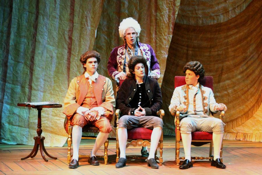 During a dress rehearsal at Fisher Theater, Mozart attempts to convince his mentors of the significance of his latest composition.