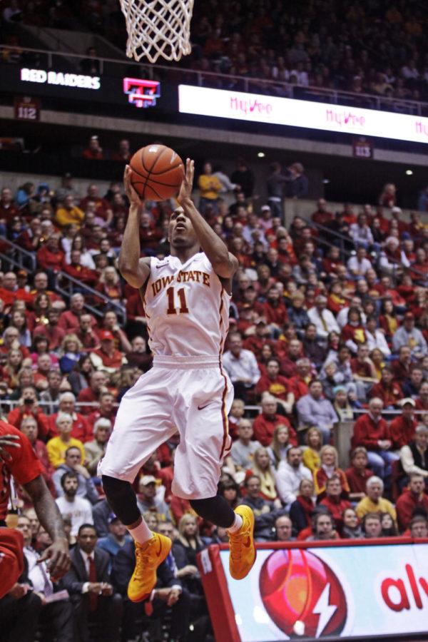 Freshman Monte Morris attempts a layup against Texas Tech on Feb. 15. The No. 11 Cyclones defeated the Red Raiders 70-64.