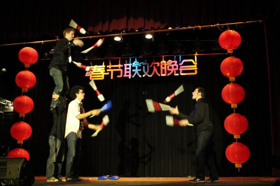 The+ISU+Juggling+Club+showcases+their+routine+during+the+Chinese+New+Years+celebration+at+Iowa+State.