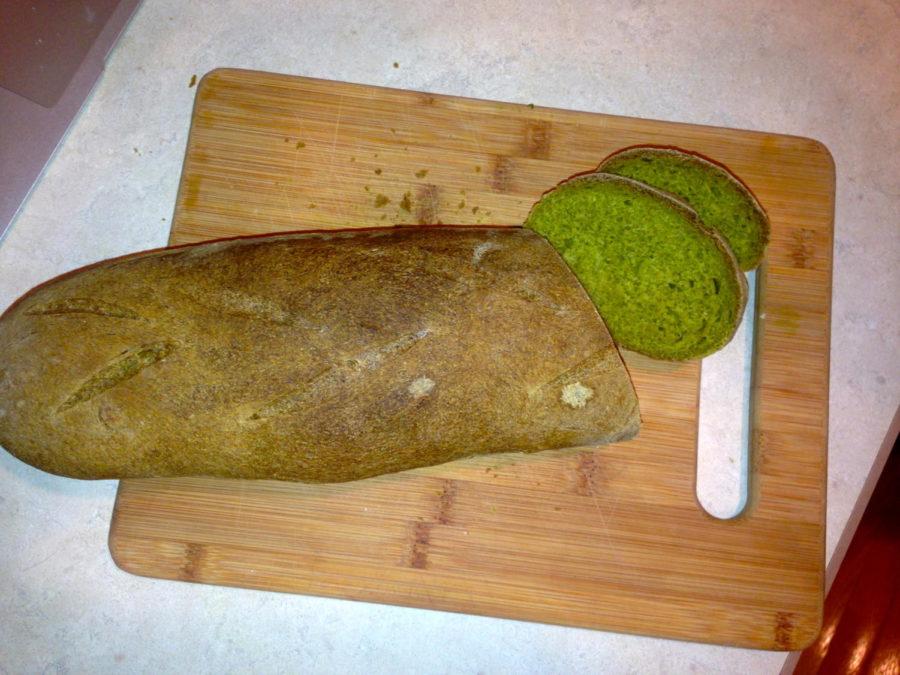 Spinach juice makes this bread bright green and perfect for an appetizer this St. Patricks Day.