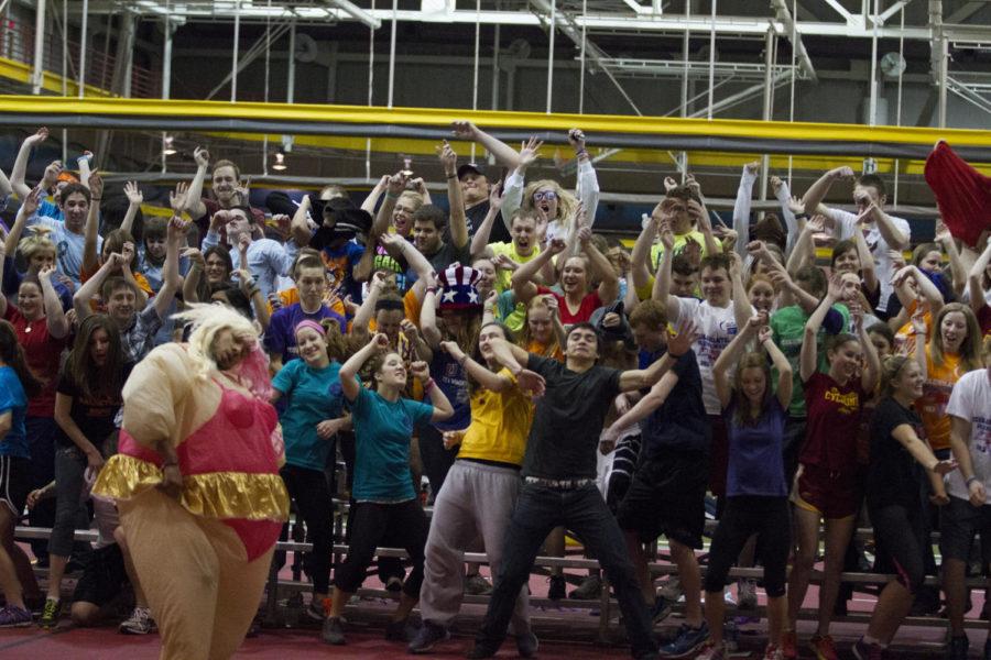 Participants make their own version of a Harlem Shake video during the Relay for Life on Friday, March 8, 2013, at Lied Recreation Center.
