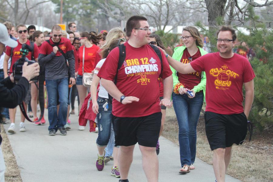 Students marched April 12 during the unofficial Veishea parade. The parade that was organized by Adam Guenther, senior in animal science, was an attempt to show that April 8s events would not define the student body or the university.